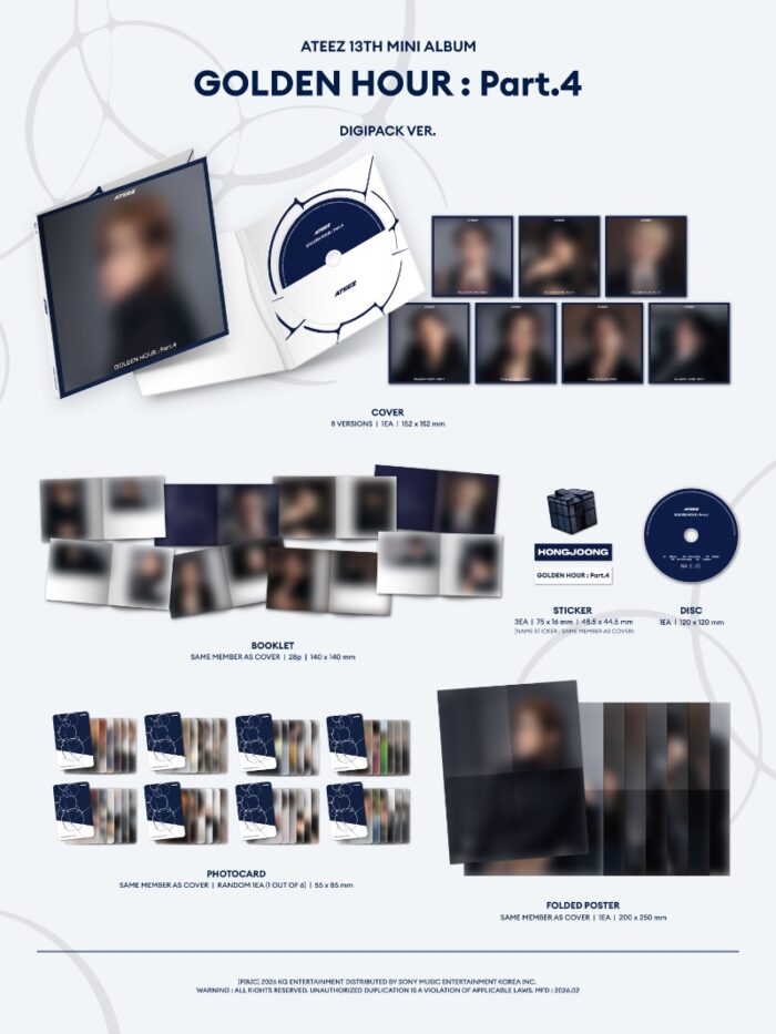 ATEEZ 13th Mini Album GOLDEN HOUR : Part.4 (Digipack Ver.) - obrazek 2