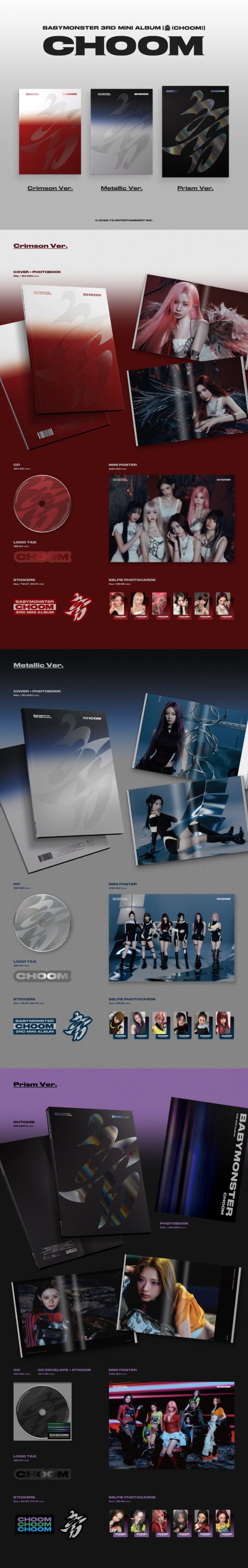 BABYMONSTER 3rd Mini Album [CHOOM] (Crimson Ver. / Metallic Ver. / Prism Ver.) - obrazek 2