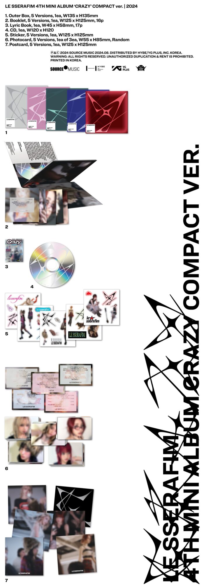 LE SSERAFIM 4th Mini Album [CRAZY] (COMPACT Ver.) - obrazek 2