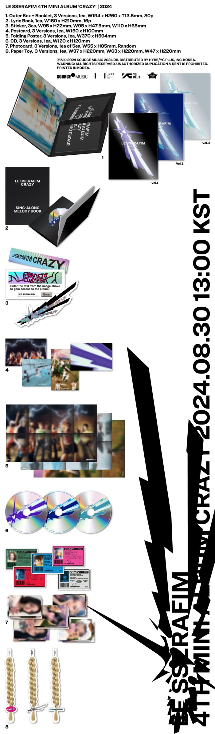 LE SSERAFIM 4th Mini Album [CRAZY] (Vol.1 Ver. / Vol.2 Ver. / Vol.3 Ver.) - obrazek 2