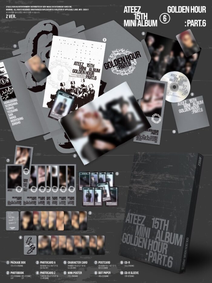 ATEEZ 15th mini album [GOLDEN HOUR : Part.6] (A Ver. / DIARY Ver. / Z Ver) + TOKTOQ Gift - obrazek 5