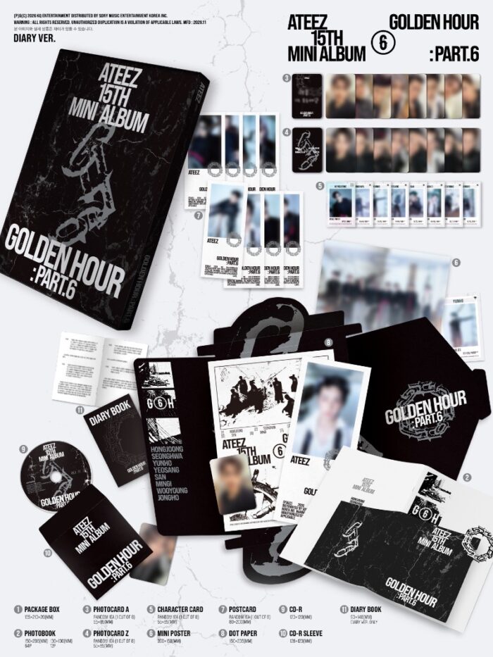 ATEEZ 15th mini album [GOLDEN HOUR : Part.6] (A Ver. / DIARY Ver. / Z Ver) + TOKTOQ Gift - obrazek 4