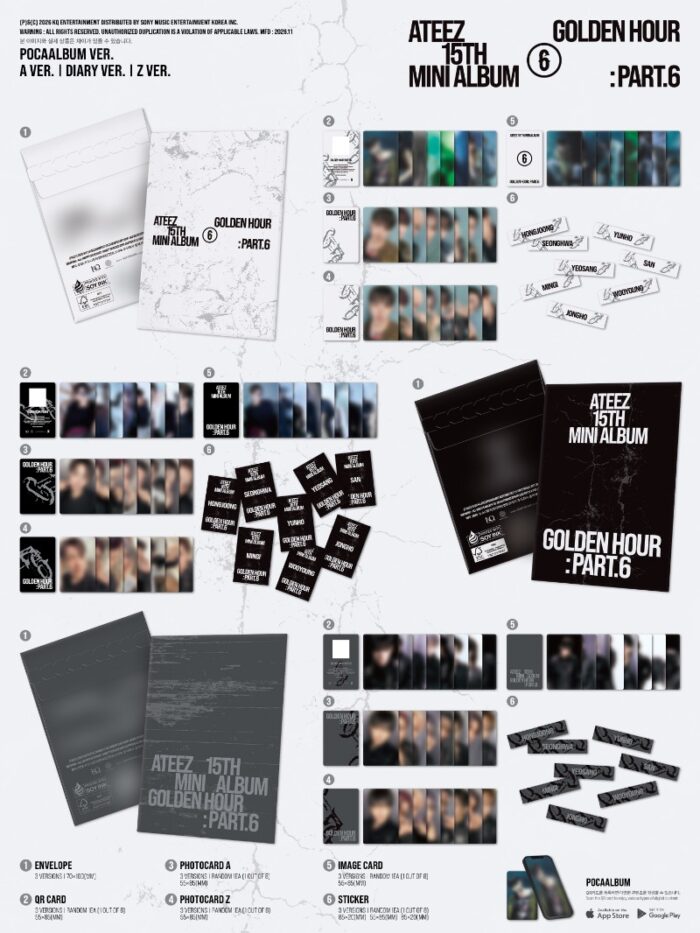 ATEEZ 15th mini album [GOLDEN HOUR : Part.6] (POCAALBUM) + TOKTOQ Gift - obrazek 2