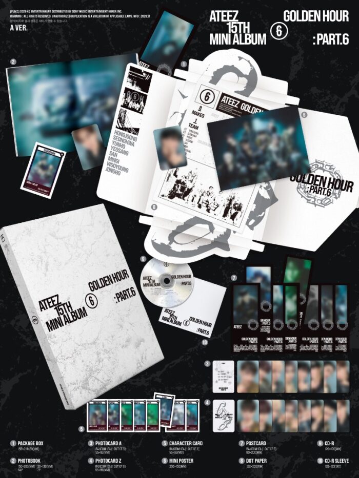 ATEEZ 15th mini album [GOLDEN HOUR : Part.6] (A Ver. / DIARY Ver. / Z Ver) + TOKTOQ Gift - obrazek 3