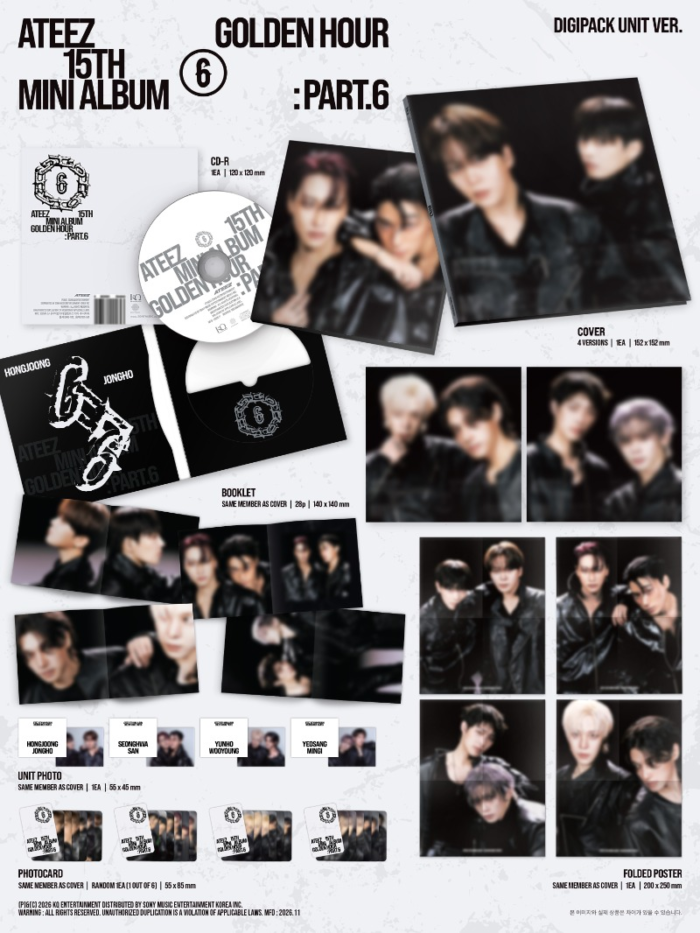 ATEEZ 15TH MINI ALBUM [GOLDEN HOUR : Part.6] (DIGIPACK UNIT VER.)  + TOKTOQ Gift - obrazek 2